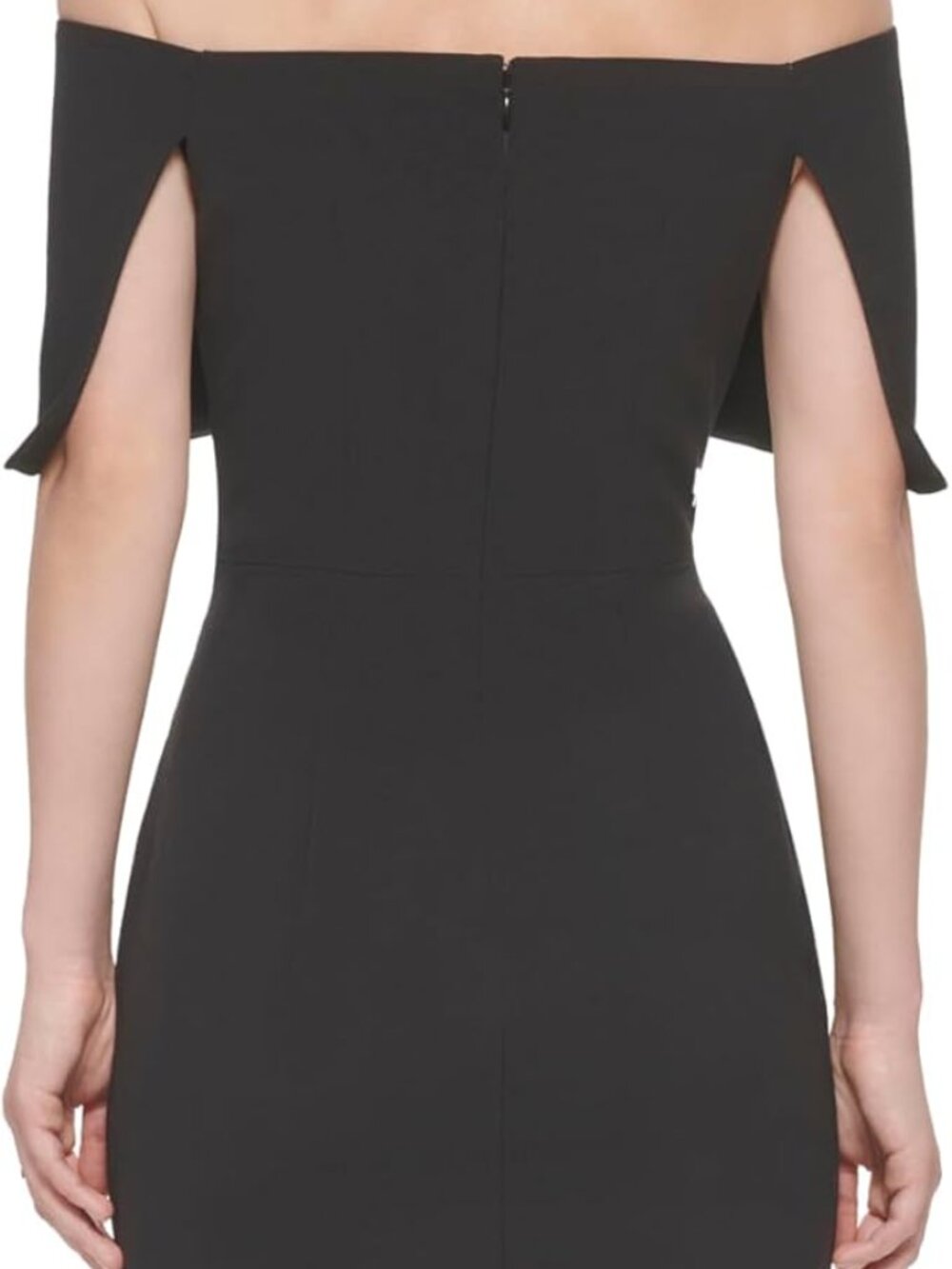 Vince Camuto Black Strapless Off-Shoulder Draped Midi Dress - Picture 3 of 3